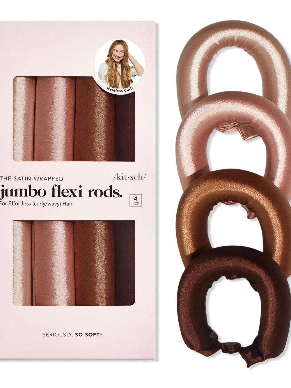 NWT Kitsch Rosewood Jumbo Satin Flexi Rods